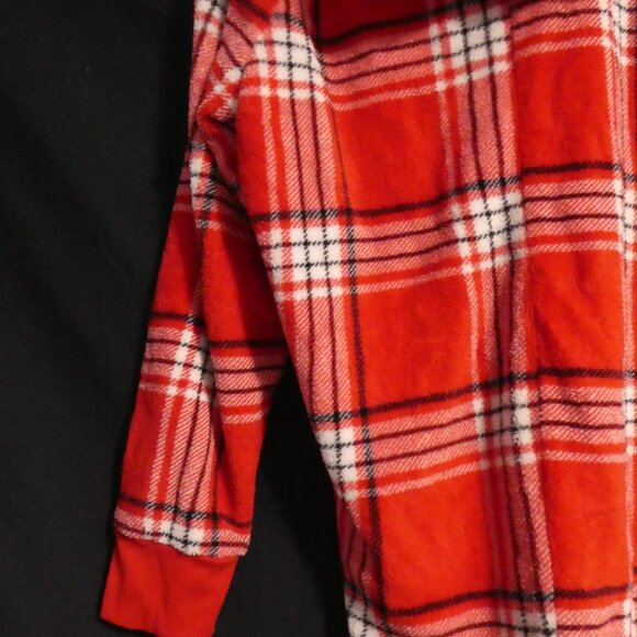 MIKK LOUNGE | xl - extra large | Plaid Fleece Zip-Up Front Closure Hooded Pajama - Picture 11 of 16